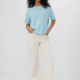 The Souled Store Blue 97% Cotton 3% Elastane Solid Top image 4