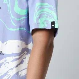 Bewakoof Baby Lavender Relaxed Fit Print Oversized T-Shirt image 4