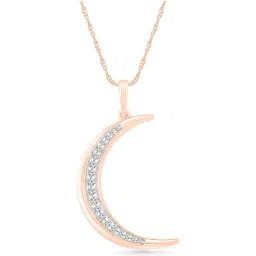Sri Jagdamba Pearls 18k Rose Gold & Diamond Moon Pendant without Chain for Women-image-3