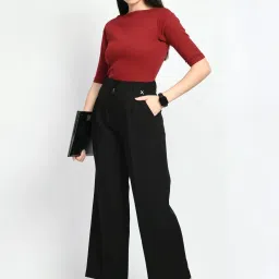 Exude Black Plain Trousers image 4