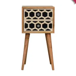 Artisan Furniture Solid Brown Mango Wood 2 Drawer Side Table-picture-20