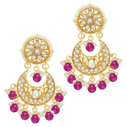 Peora Gold Plated Kundan Choker Necklace Earrings with Maang Tikka Set image 4