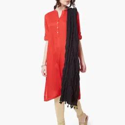 Melange by Lifestyle Black Cotton Plain Dupatta-image-26
