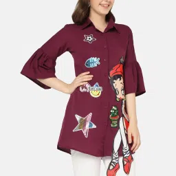 BUYNEWTREND Purple Printed Shirt image 4