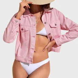 BUYNEWTREND Baby Pink Regular Fit Jacket image 4