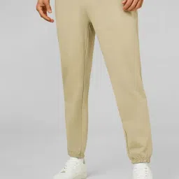 Styli Beige Relaxed Fit Cotton Joggers-image-0
