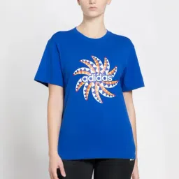 adidas Blue Cotton Printed Sports T-Shirt-image-36