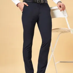 Peregrine by Pantaloons Dark Navy Slim Fit Trousers image 4