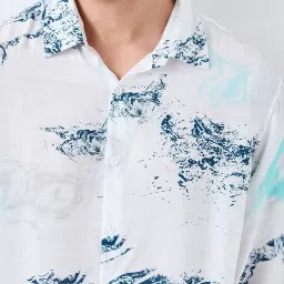 Spykar White Nylon Slim Print Shirt image 4