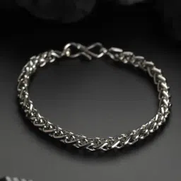 Bold by Priyaasi Silver-Plated Rope Chain Bracelet for Men-image-6