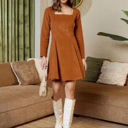 Mabish By Sonal Jain Brown Stripes Dress image 4