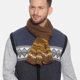 513 Men Brown & Yellow Woven-Design Premium Quality Knitted Muffler-image-85