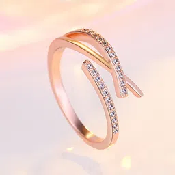 Jewels Galaxy Rose Gold-plated AD-studded Adjustable Finger Ring-picture-34