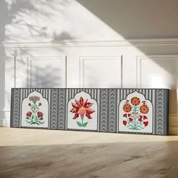 Art Street Grey Canvas Traditional Indian Lotus Motif Painting image 3