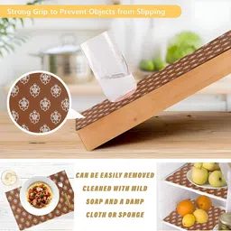 Myntra Elegant Homes 5 Mtr Multipurpose EVA Kitchen Shelf Mats Roll-S3 Brown image 5