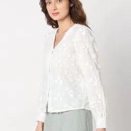 Vero Moda White Cotton Embroidered Shirt image 4