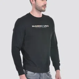 Numero Uno Black Regular Fit Printed Sweatshirt image 4