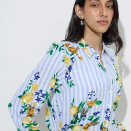 LOV by Westside Blue Botanical Design Shirt image 4