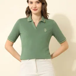 U.S. Polo Assn. Green Cotton Regular Fit Polo T-Shirt image 4