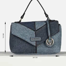 Allen Solly Blue Color Block Free Size Satchel Handbag image 4