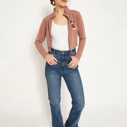 MADAME Peach Printed Cropped T-Shirt image 4