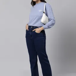 High Star Blue Cotton Graphic Print Sweatshirt image 4