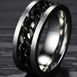 MEENAZ Unisex Set Of 2 Silver-Plated Stainless Steel Finger Rings-image-77