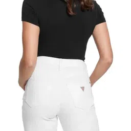 Guess Women's Black Cotton Monogram Slim Fit T-Shirt image 2