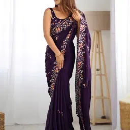 Saree Mall Purple Embellished Sarees With Unstitched Blouse-picture-42