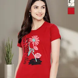 Tromko Women Pack of 3 Typography Printed Round Neck Cotton T-shirts-picture-13