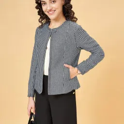 Annabelle by Pantaloons Blue Chequered Jacket image 4