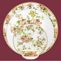 Larah by Borosil White Opalware Floral Dinner Set image 4