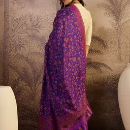 Sangria Women Ethnic Motifs Woven Design Stole With Fringed Border image 4