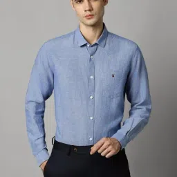 Louis Philippe Blue Cotton Slim Fit Texture Shirt-picture-20