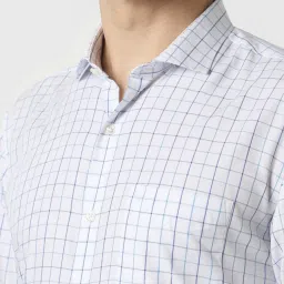 Peter England White Regular Fit Checks Shirt image 4