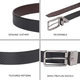 TOMMY HILFIGER Black & Brown Simeon Reversible Belt image 4