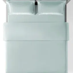 Sansaar Gold Cotton Plain 210 TC King Flat Bedsheet with 2 Pillow Covers image 2