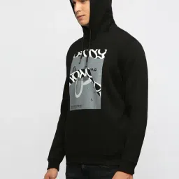 Pepe Jeans Black Regular Fit Printed Hooded Sweatshirt image 3
