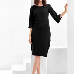 SELVIA Black Regular Fit A Line Dress-picture-41