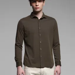 Jack & Jones Green Cotton Slim Fit Texture Shirts-picture-47
