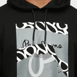 Pepe Jeans Black Regular Fit Printed Hooded Sweatshirt image 4