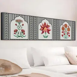 Art Street Grey Canvas Traditional Indian Lotus Motif Painting image 5