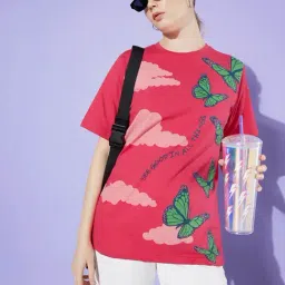 Dillinger Pink Cotton Graphic Oversized T-Shirt-picture-42