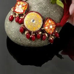 Dugran By Dugristyle Kundan & Pearls Red Necklace for Women-picture-24