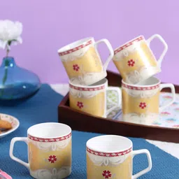 CLAY CRAFT Off-White & Beige 6-Pieces Printed Ceramic Cups Set-picture-17