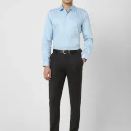 Peter England Grey Slim Fit Solid Trousers image 4