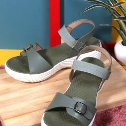 Carlton London Women's Olive Sling Back Sandals-picture-0