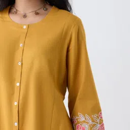 Utsa by Westside Mustard Floral Embroidered A-Line Kurta image 4