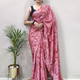 Saree Mall Pink Printed Sarees With Unstitched Blouse-picture-36