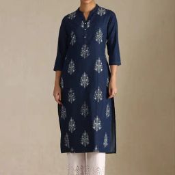 Soch Indigo Blue Regular Fit Floral Print Kurtas-picture-15